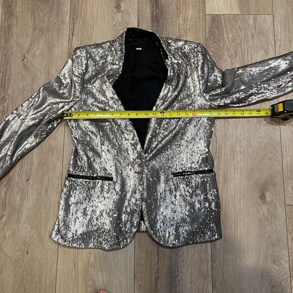 ALLSAINTS Women's Leigh Sequin Blazer Size 8 In Silver - Picture 8 of 12